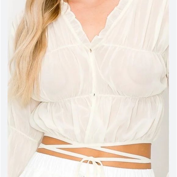 Honey Mango Chiffon Poofy Top - Picture 5 of 5